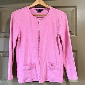 Ralph Lauren Black Label Pink Cardigan Sweater Long Sleeve Size Medium